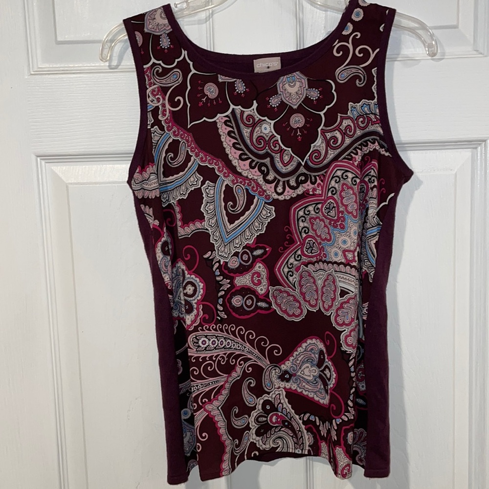 Chicos tank top, stretchy material in the back size 0
